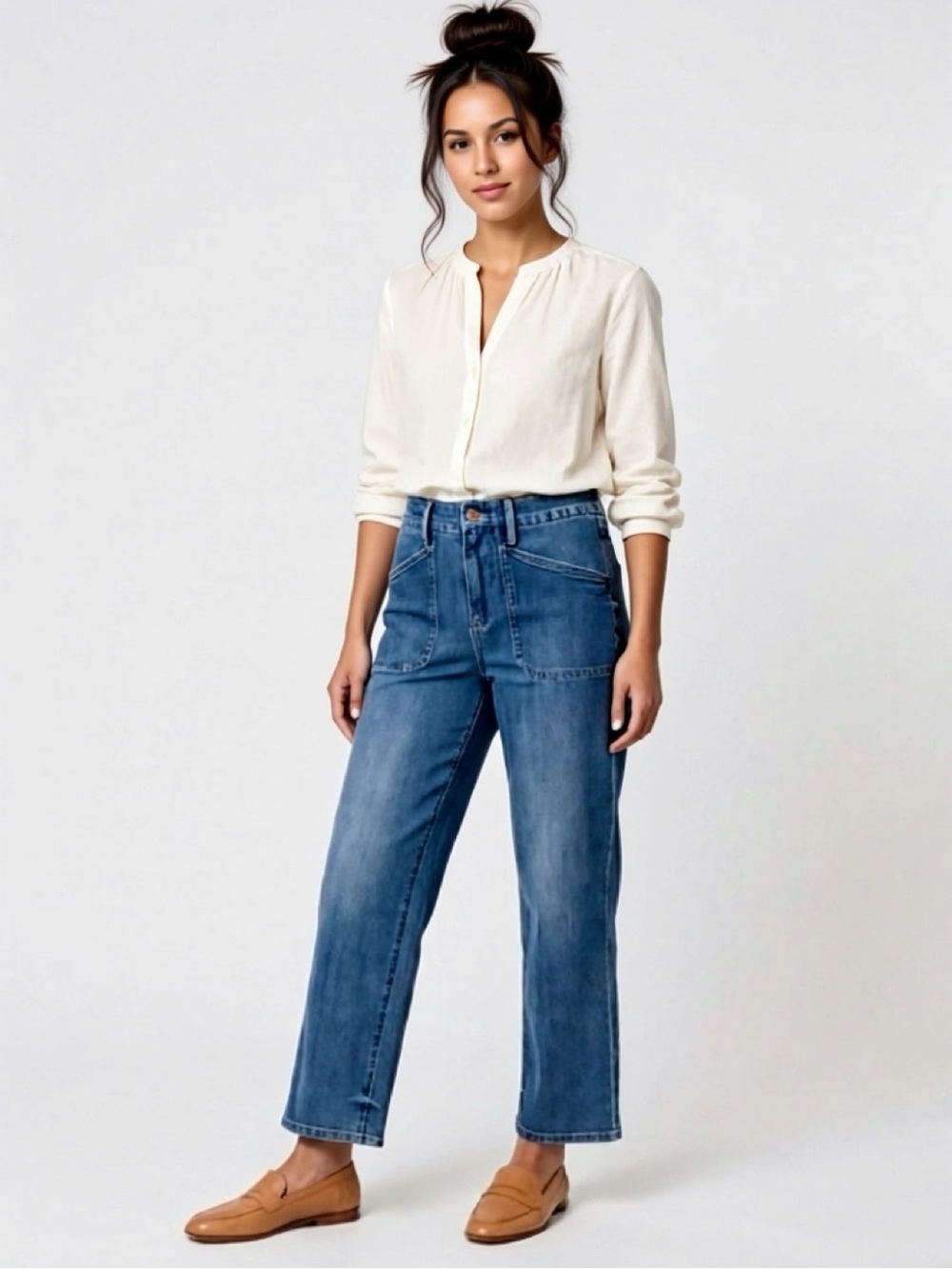 Express Women's Mid Wash Straight Leg Jeans